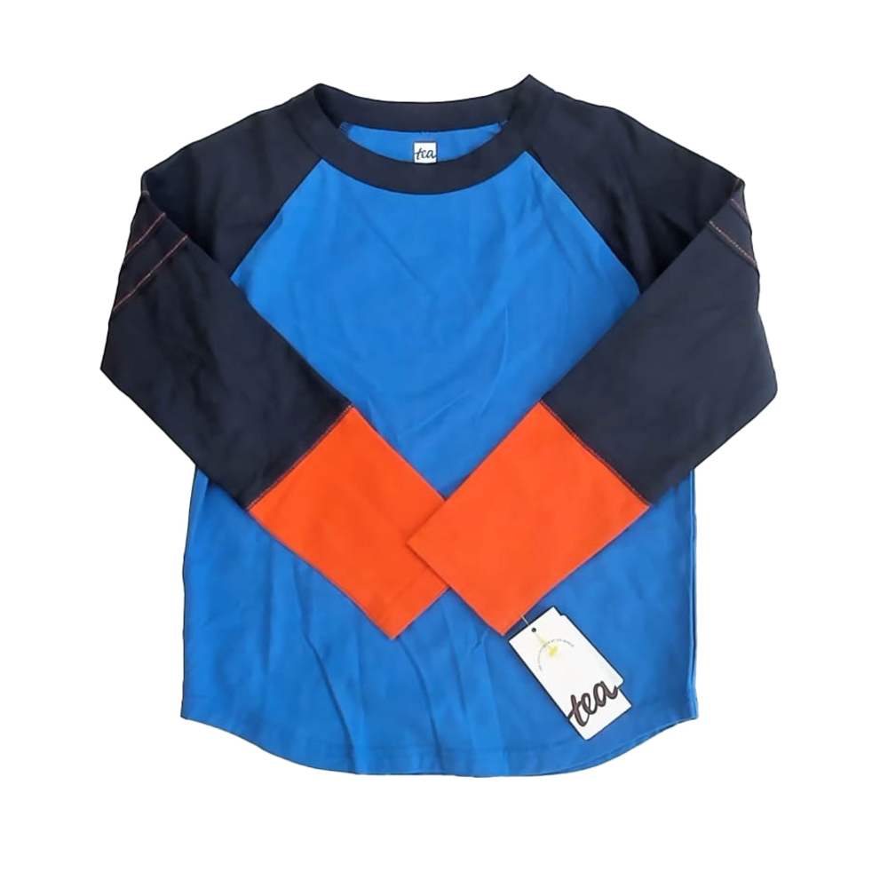 Tea Collection Boys Blue Colorblock Long Sleeve T-Shirt size: 5T
